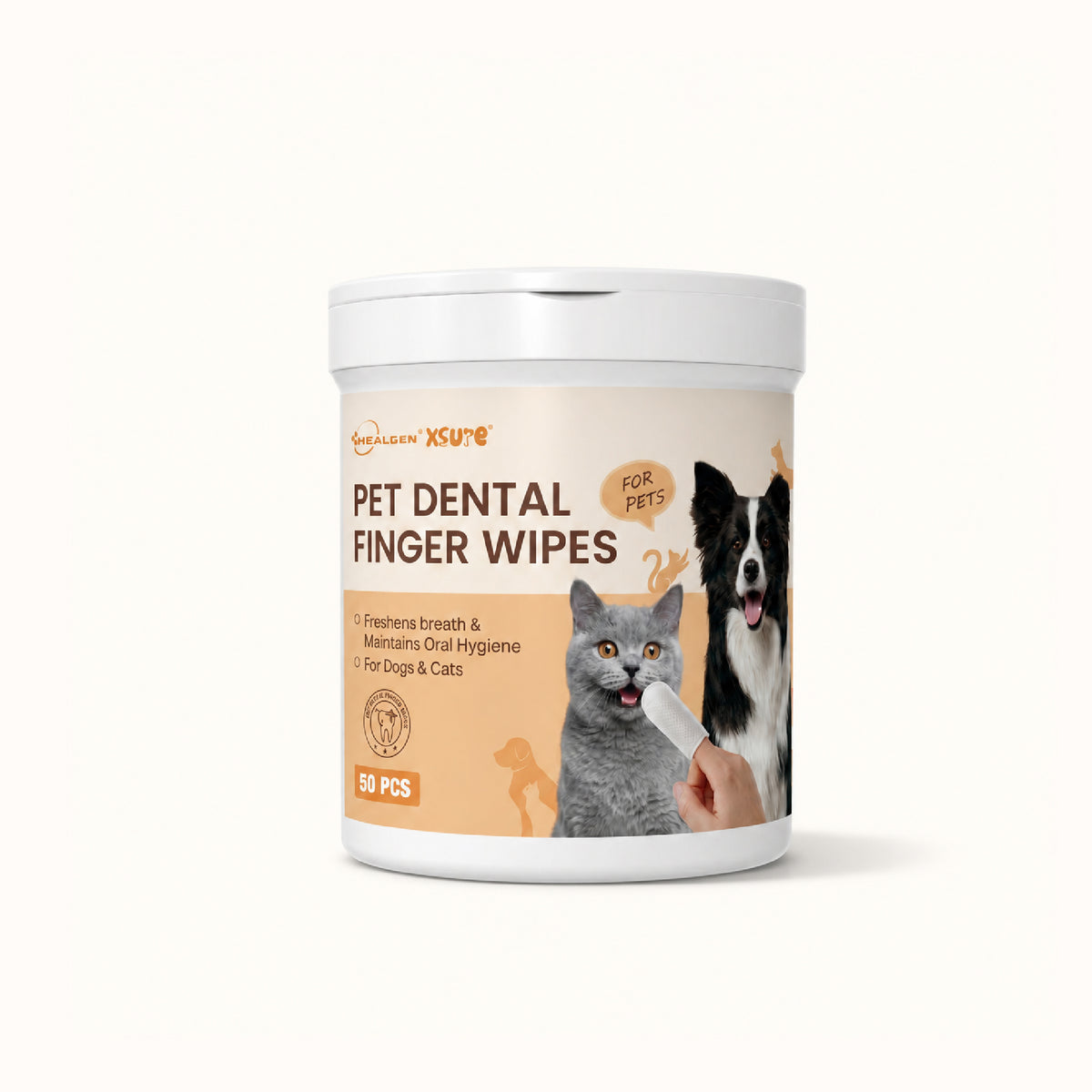 Pet dental finger wipes for cats and dogs teeth cleaning