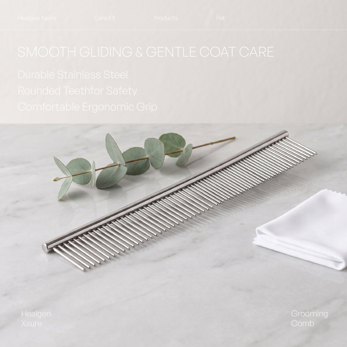 Pet grooming comb for detangling cat and dog fur